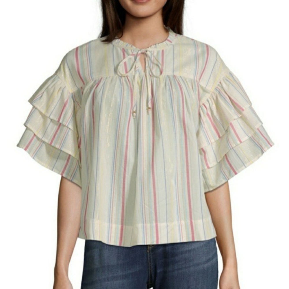 Peyton & Parker Multi‎ Color Ruffled Shirt, Sz XL